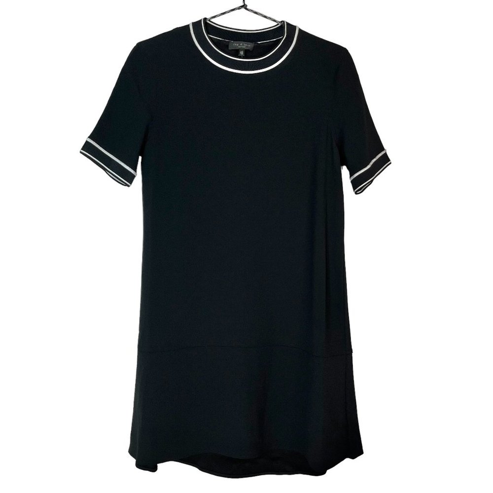 Rag & Bone Thatch Mini Dress Black White Crew Neck Womens Size XS